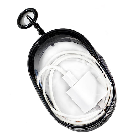 Linsaner Storage Bag for Organizing Data Cables Earphone Chargers Keys Change Portable Transparent Storage Bag Portable Multi-Function Storage Box (Black)